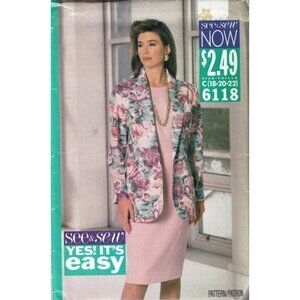 Butterick‎ See and Sew Sewing Pattern 6118 Jacket Dress Misses Size 18-22